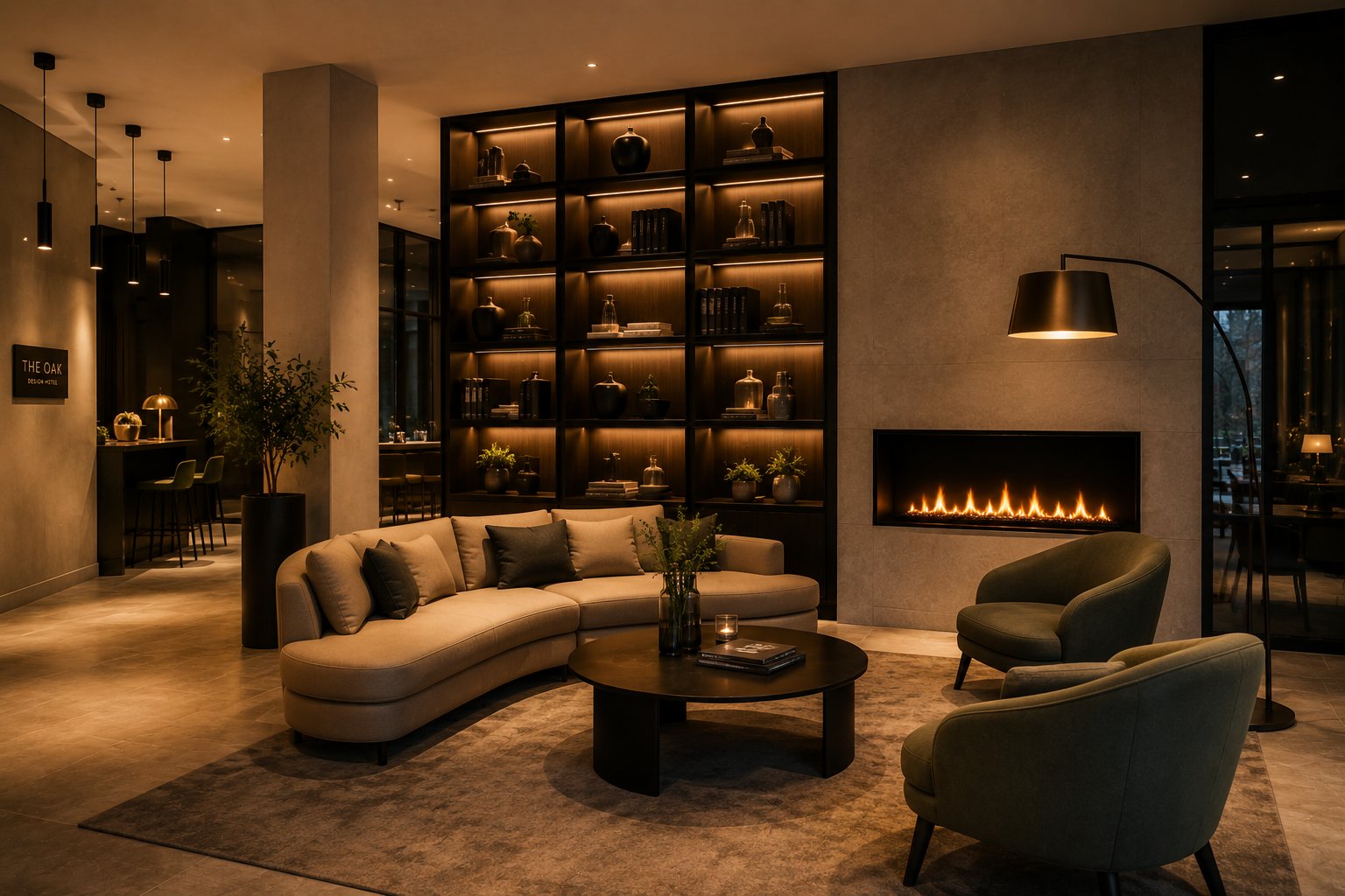 Lounge mit Kamin